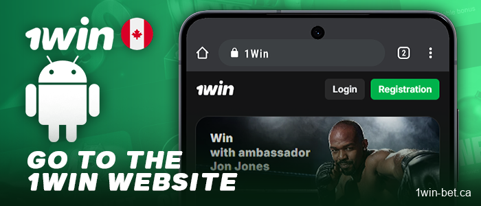 Visit tne 1win website from an Android device