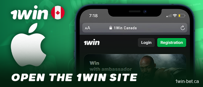 Visit the 1win website from an iOS device