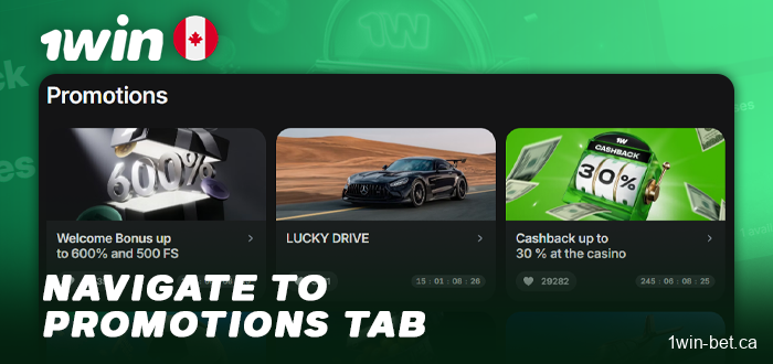 Go to the 1Win Canada bonuses section