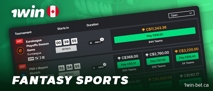 Fantasy sports betting on 1win Canada