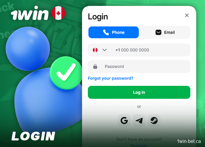 Log in to your 1win Canada account