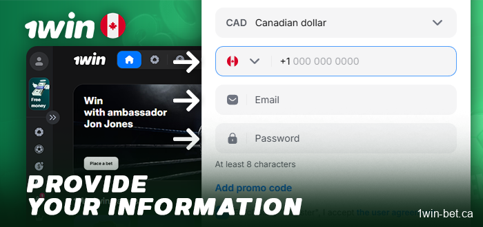 Please enter your information to create a 1win account