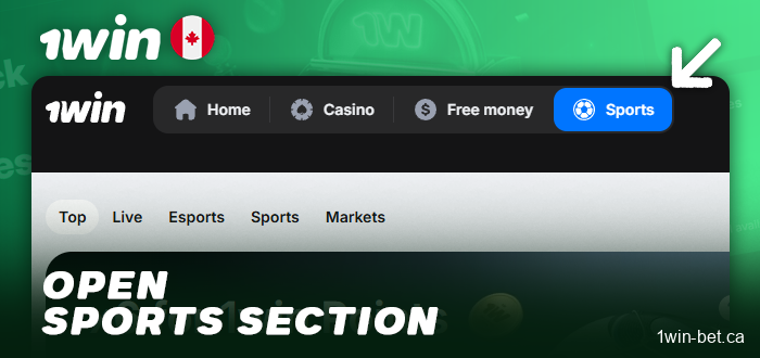 Go to the Betting section on 1Win Canada