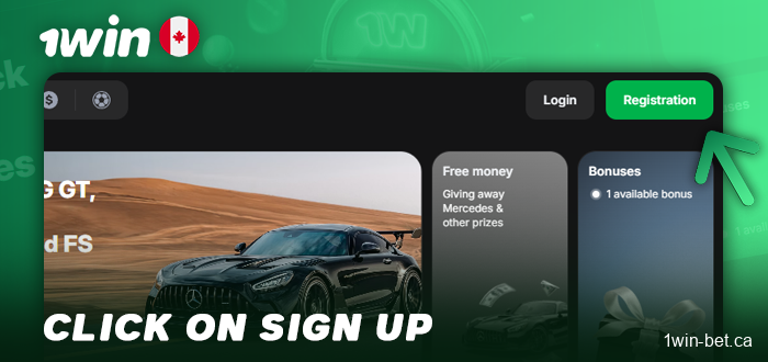 Click the registration button on 1win Lucky Jet